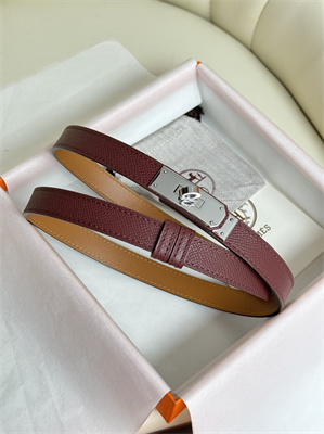 Hermes Kelly 18 Belt Epsom Leather Silver Hardware Burgundy