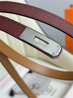 Hermes Kelly 18 Belt Epsom Leather Silver Hardware Burgundy