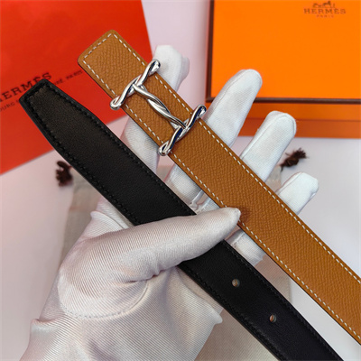 Hermes H Torsade belt buckle & Hermes sur Mer reversible Epsom leather Silver Hardware strap 25MM Brown/Black