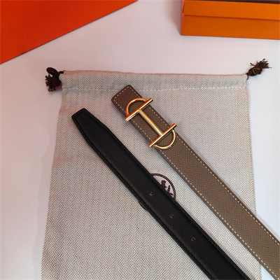 Hermes Gamma belt buckle & Herm??s sur Mer reversible Epsom leather strap Gold Hardware strap 25MM Etoupe/Black