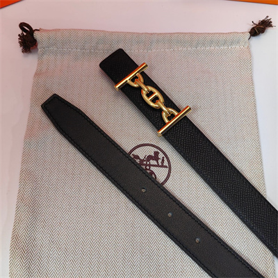 Hermes Lagune belt buckle & Herm??s sur Mer reversible Epsom leather strap Gold Hardware strap 25MM Black
