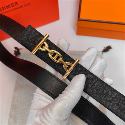 Hermes Lagune belt buckle & Herm??s sur Mer reversible Epsom leather strap Gold Hardware strap 25MM Black