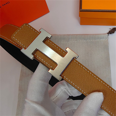 Hermes H belt buckle & Reversible Epsom leather strap 25 mm Silver Hardware Brown/Black
