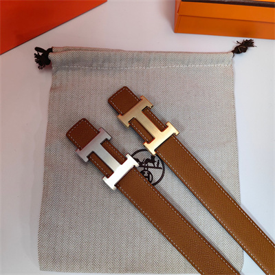 Hermes H belt buckle & Reversible Epsom leather strap 25 mm Silver Hardware Brown/Black