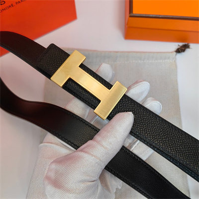 Hermes H belt buckle & Reversible  Epsom leather strap 25 mm Gold Hardware Black