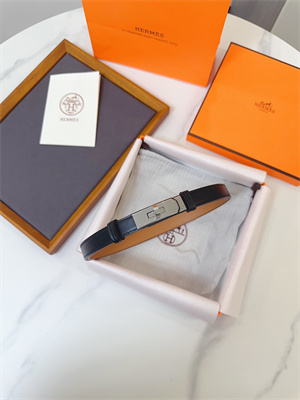 Hermes Kelly 18 Belt Cowhide Silver Hardware Black/Brown