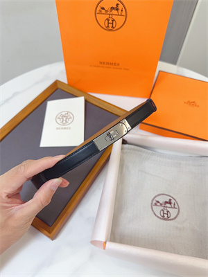 Hermes Kelly 18 Belt Cowhide Silver Hardware Black/Brown