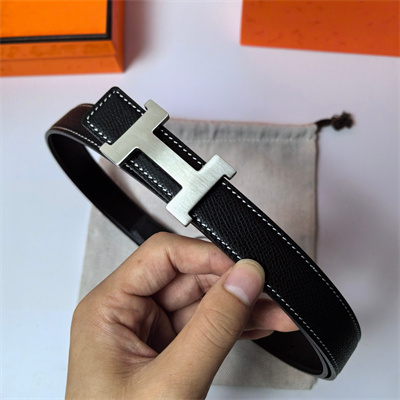 Hermes Mini Constance belt buckle & Reversible Epsom leather strap 25 mm Silver Hardware Black