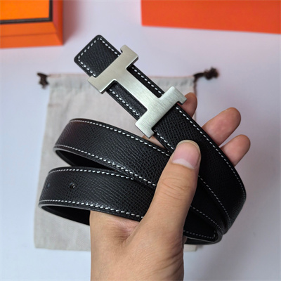 Hermes Mini Constance belt buckle & Reversible Epsom leather strap 25 mm Silver Hardware Black