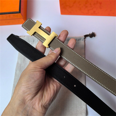 Hermes Mini Constance belt buckle & Reversible Epsom leather strap 25 mm Gold Hardware Etoupe/Black