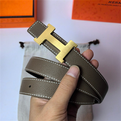 Hermes Mini Constance belt buckle & Reversible Epsom leather strap 25 mm Gold Hardware Etoupe/Black