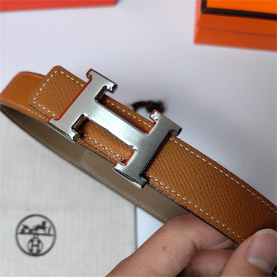 Hermes H belt buckle & Reversible  Epsom leather strap 25 mm Silver Hardware Brown/Etoupe