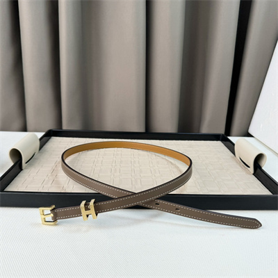 Hermes Pop H Guillochee 15 belt Cowhide Gold Tone Hardware Etoupe/Brown