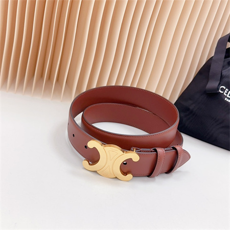 Celine Triomphe Belt 34MM Calfskin Shinny Gold Tone Buckle Caramel