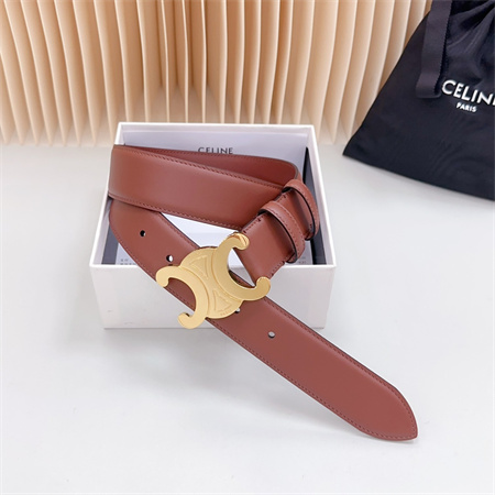 Celine Triomphe Belt 34MM Calfskin Shinny Gold Tone Buckle Caramel
