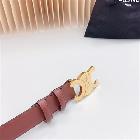 Celine Triomphe Belt 34MM Calfskin Shinny Gold Tone Buckle Caramel