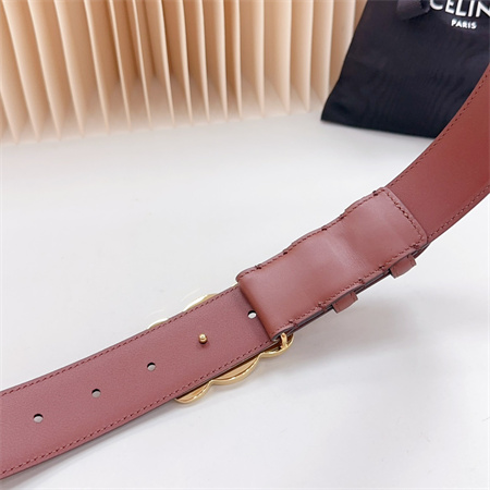Celine Triomphe Belt 34MM Calfskin Shinny Gold Tone Buckle Caramel