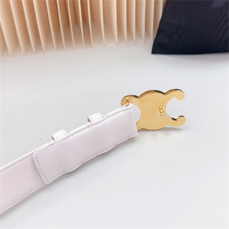 Celine Triomphe Belt 34MM Calfskin Shinny Gold Tone Buckle White