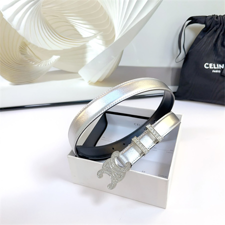 Celine Triomphe Belt 25MM Calfskin In Silver Color