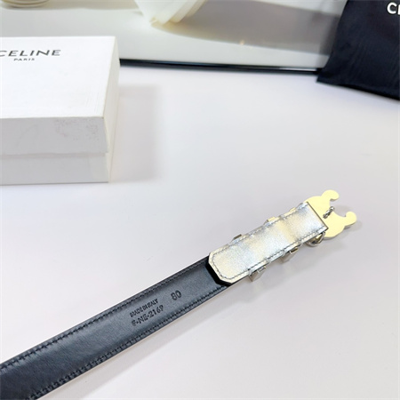 Celine Triomphe Belt 25MM Calfskin In Silver Color