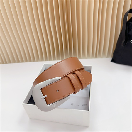 Celine Belt 35MM Calfskin Silver Tone Buckle Brown