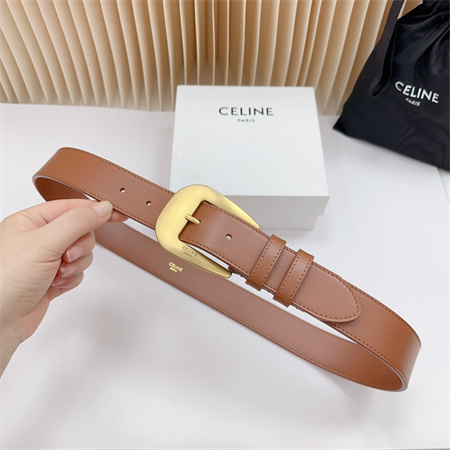 Celine Belt 35MM Calfskin Gold Tone Buckle Brown