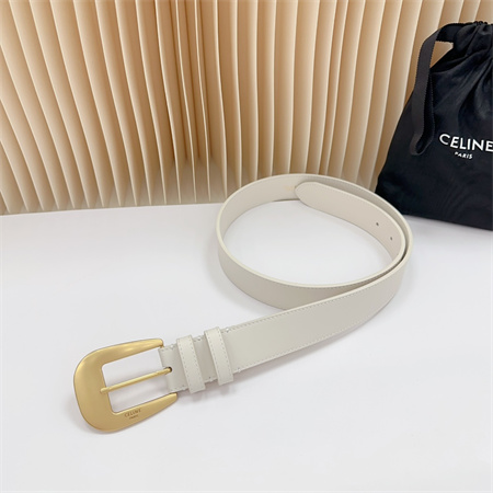 Celine Belt 35MM Calfskin Gold Tone Buckle white