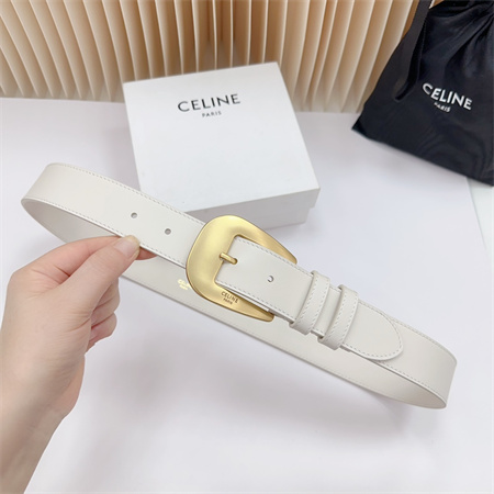 Celine Belt 35MM Calfskin Gold Tone Buckle white