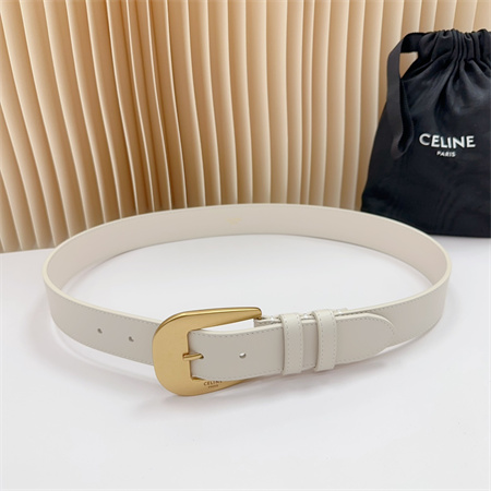 Celine Belt 35MM Calfskin Gold Tone Buckle white