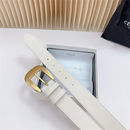Celine Belt 35MM Calfskin Gold Tone Buckle white