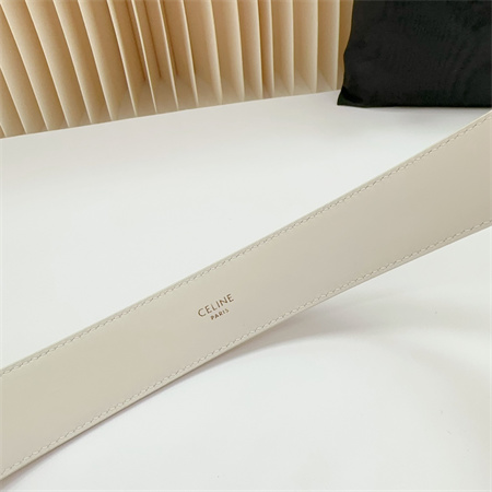 Celine Belt 35MM Calfskin Gold Tone Buckle white