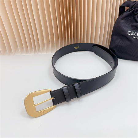 Celine Belt 35MM Calfskin Gold Tone Buckle Black