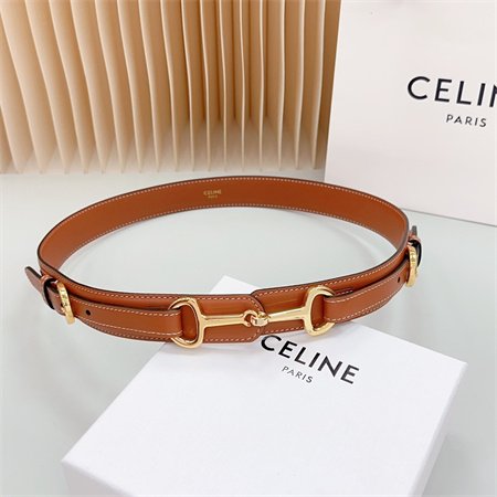 Celine Belt 30MM In Calfskin Gold Tone Buckle Brown