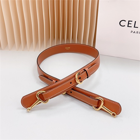Celine Belt 30MM In Calfskin Gold Tone Buckle Brown