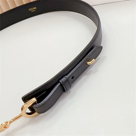 Celine Belt 30MM In Calfskin Gold Tone Buckle Black