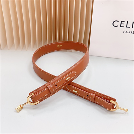 Celine Belt 30MM In Calfskin Gold Tone Buckle Brown