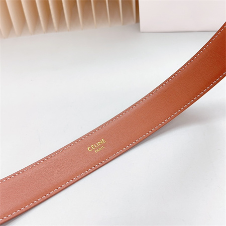Celine Belt 30MM In Calfskin Gold Tone Buckle Brown