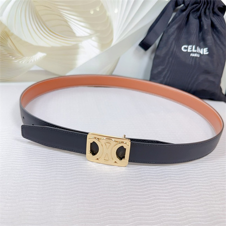 Celine MEDIUM REVERSIBLE FRAMED TRIOMPHE BELT 25MM CALFSKIN Gold Tone Buckle Black/Brown