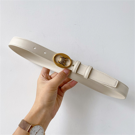 Celine TRIOMPHE Belt 25MM In Calfskin Gold Tone Buckle White