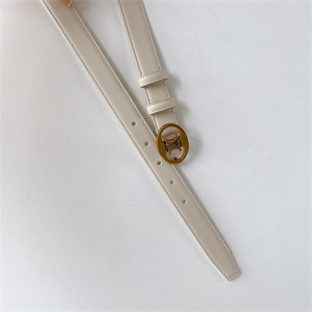 Celine TRIOMPHE Belt 25MM In Calfskin Gold Tone Buckle White