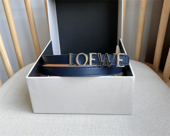 Loewe Belt In Smooth Calfskin 15MM Silver Hardware Blue/Brown