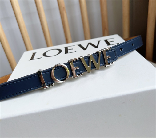 Loewe Belt In Smooth Calfskin 15MM Silver Hardware Blue/Brown