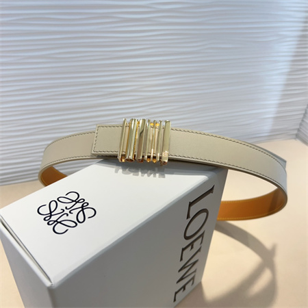 Loewe Belt In Calfskin 28MM Gold Hardware Cream/Brown