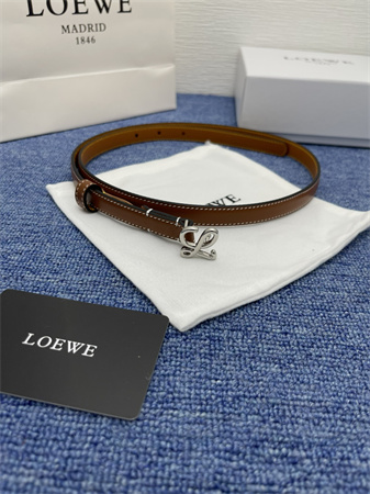 Loewe Belt In Calfskin 15MM Silver Hardware Brown