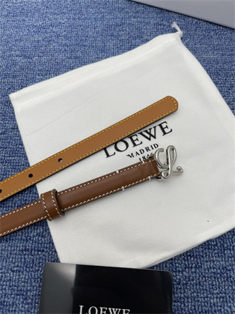 Loewe Belt In Calfskin 15MM Silver Hardware Brown