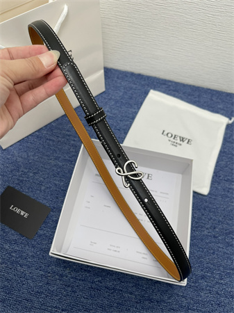 Loewe Belt In Calfskin 15MM Silver Hardware Black/Brown