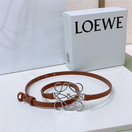 Loewe Belt In Calfskin 10MM Silver Hardware Brown