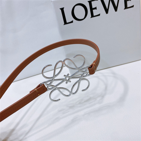 Loewe Belt In Calfskin 10MM Silver Hardware Brown