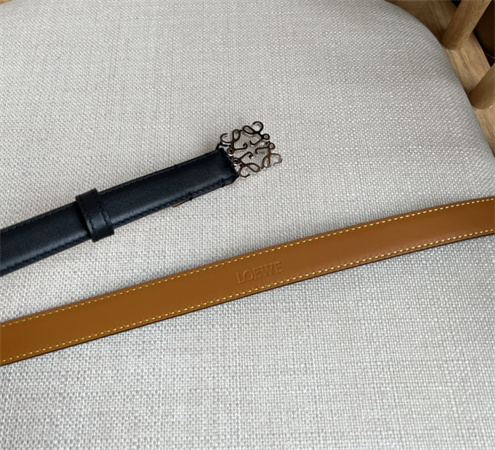 Loewe Belt In Smooth Calfskin 20MM  Silver Hardware Black/Brown