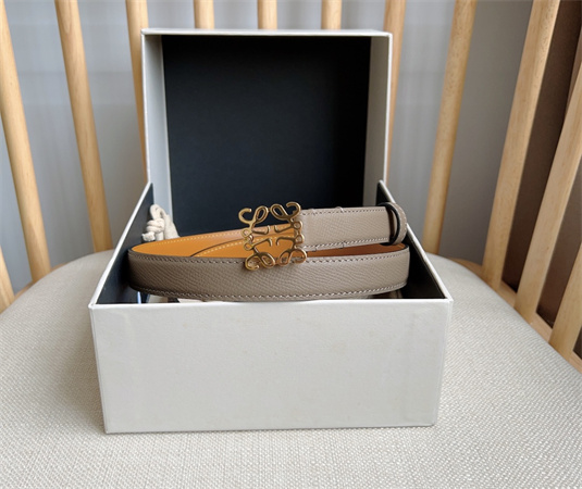 Loewe Belt In Grained Calfskin 20MM Gold Hardware Grey/Brown